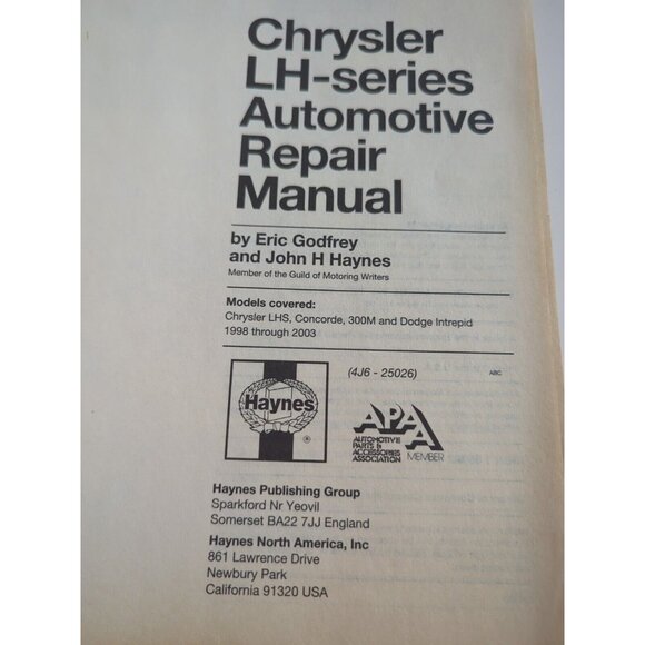 Haynes Repair Manual 25026 For Chrysler 300M, Concorde, Intrepid, & LHS - Picture 4 of 7